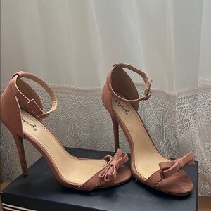 Elegant Pink Ankle Strap Heels with Bow